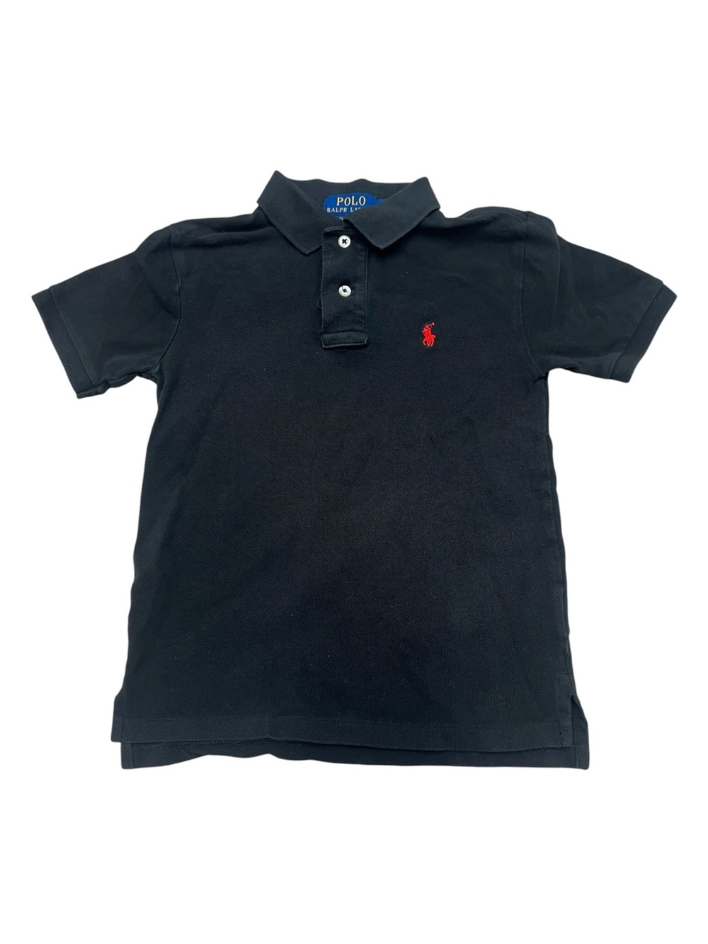 Ralph Lauren Polo Kids Black Short-Sleeve Cotton Polo with Red Pony